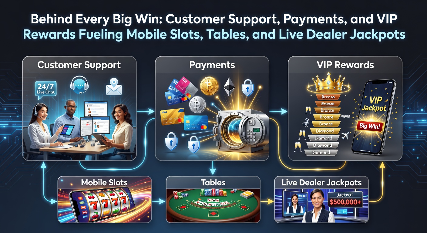 Mobile casino player celebrating a jackpot win on slots with seamless support chat open in the background
