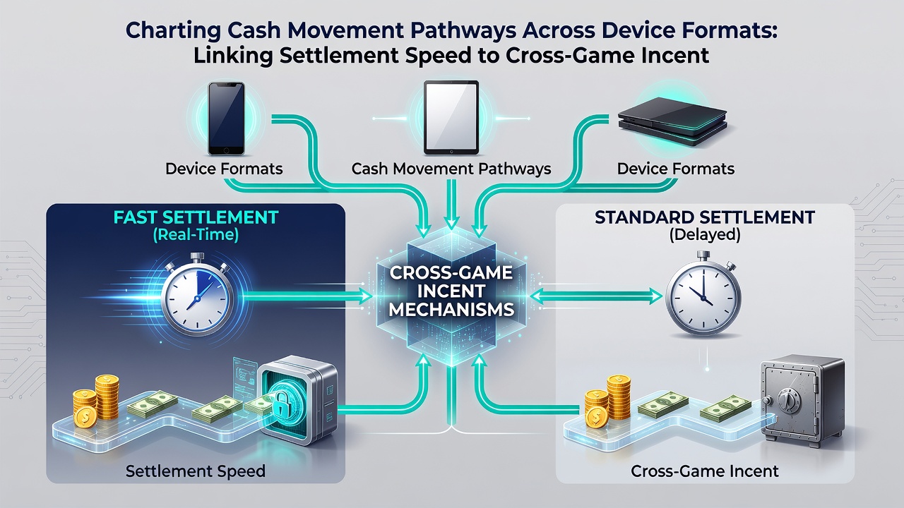 Infographic illustrating settlement speed impact on bonus activation timelines across different gaming devices