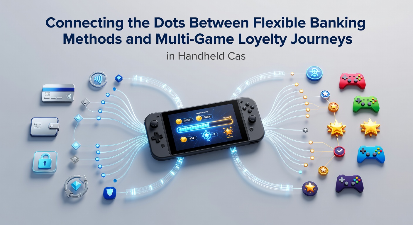 Illustration of interconnected loyalty paths linking mobile payments to slots, blackjack, and live dealer tables