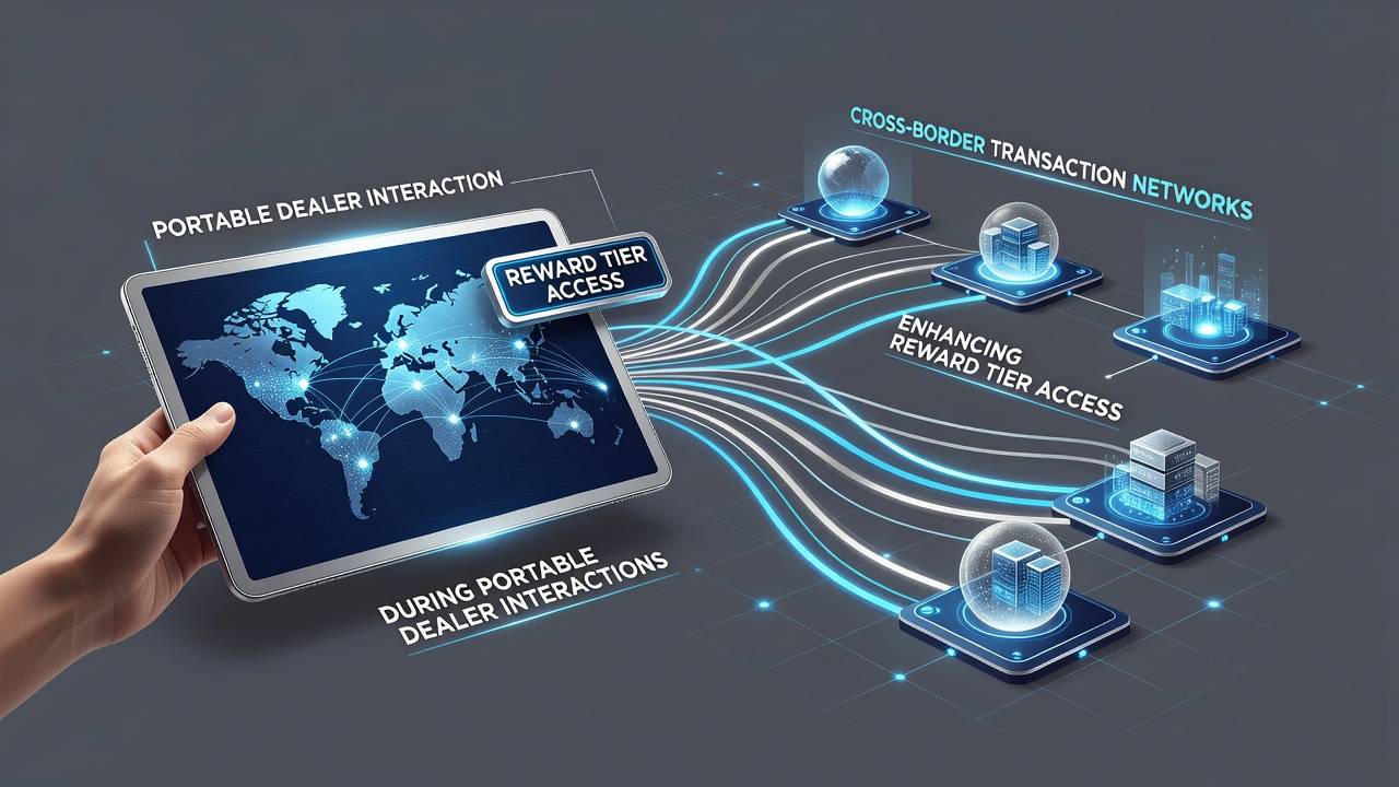 Mobile interface displaying live dealer session alongside real-time reward tier updates via cross-border payment network