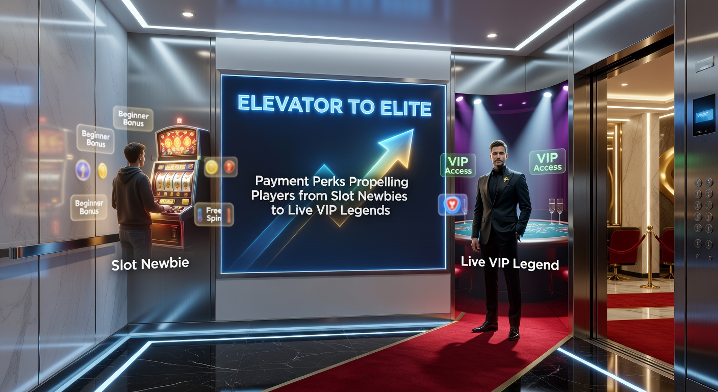 Dynamic split-screen showing slot newbie depositing via app on left, transitioning to VIP live dealer table on right with payment perks overlay
