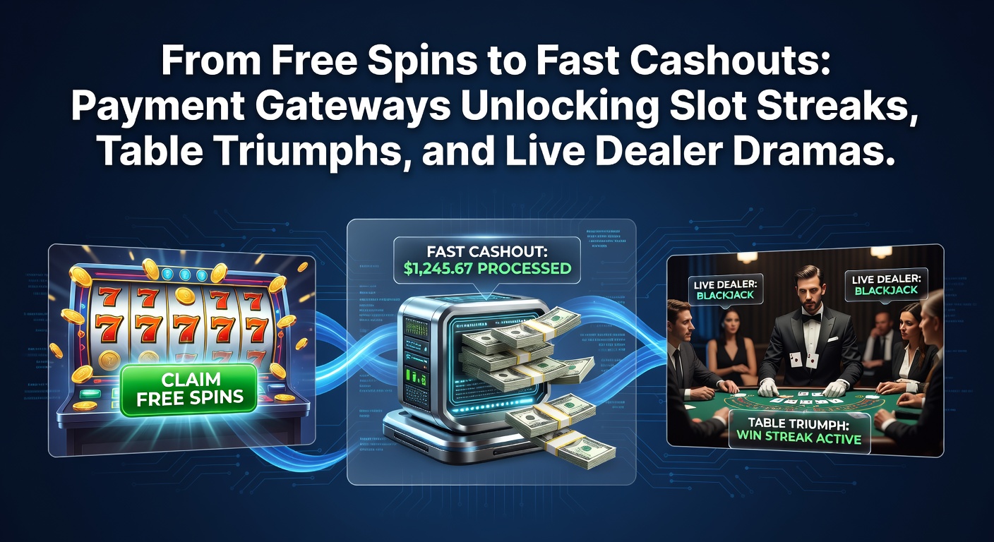 Dynamic graphic showing lightning-fast payment gateways connecting free spins on slots to instant cashouts amid colorful casino lights