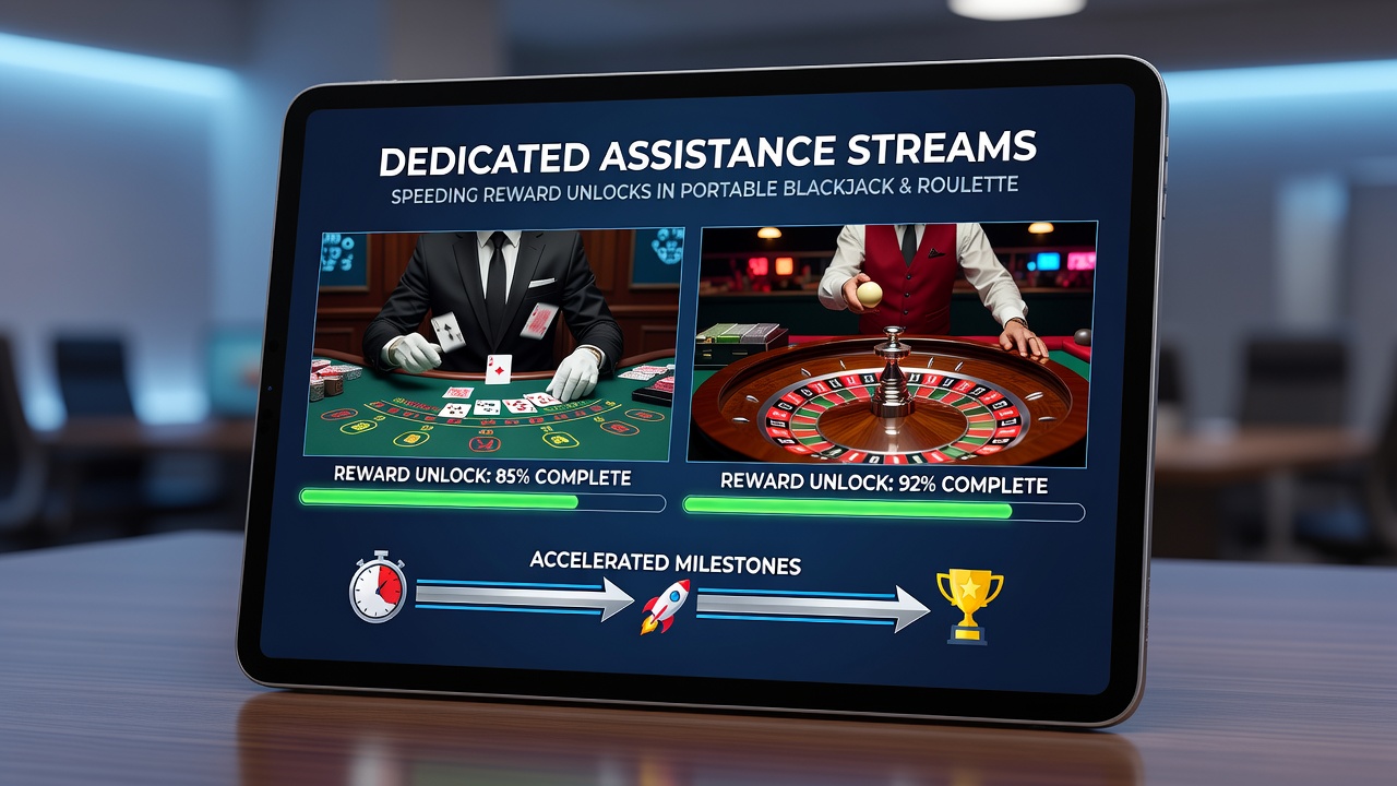 Mobile blackjack and roulette players accessing live support during gaming sessions on portable devices