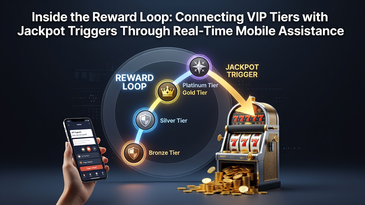 Mobile casino interface displaying VIP tier progression alongside active jackpot counters with real-time alerts
