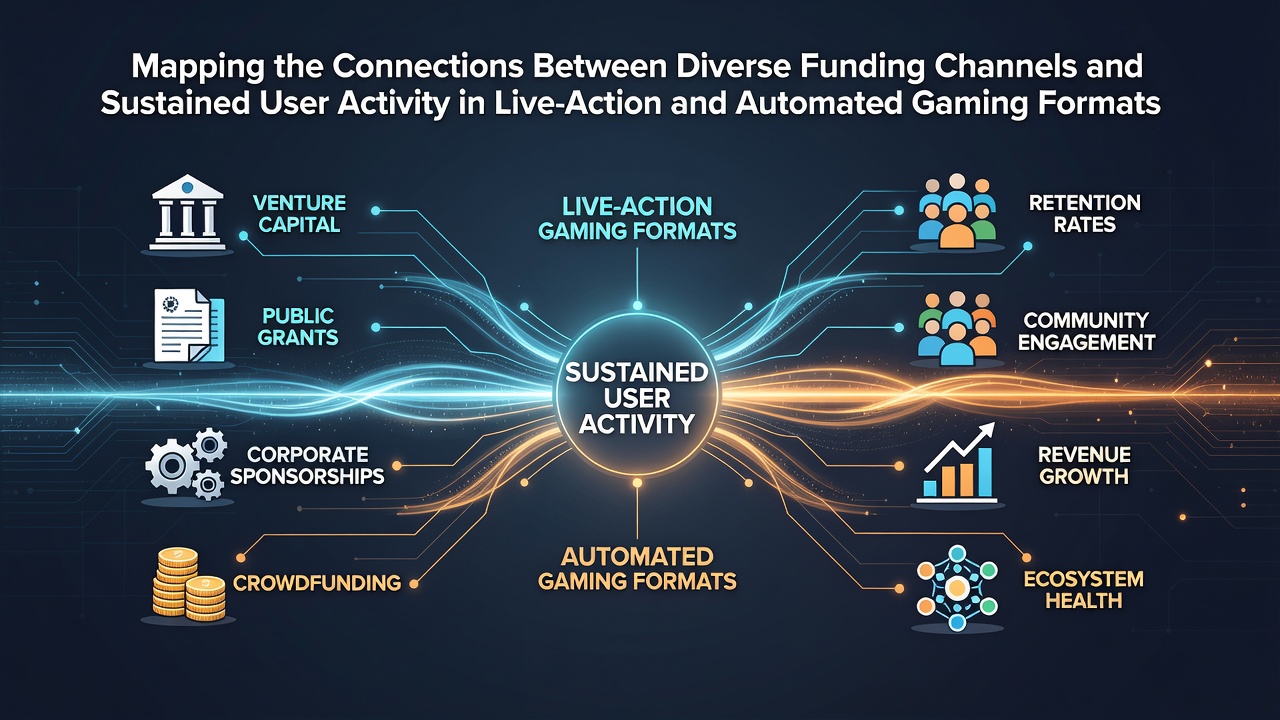 Infographic showing connections between various payment methods and user activity metrics in live and automated casino formats