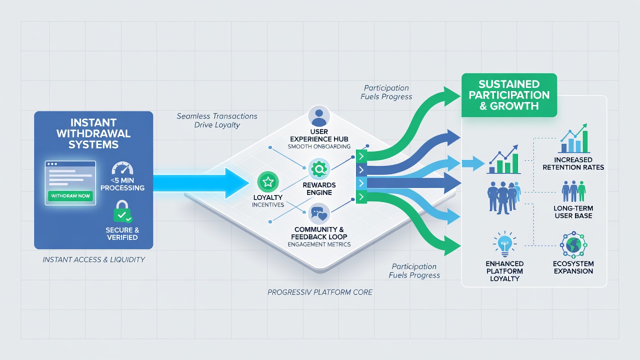 Infographic illustrating data flows from instant payout systems into progressive jackpot contribution trackers