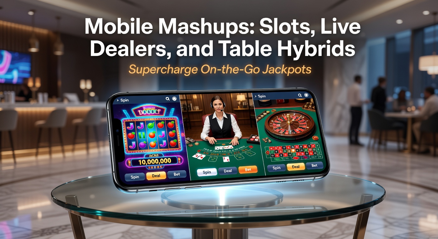 Close-up of a hand holding a smartphone with a live dealer roulette hybrid game active, jackpot meter glowing at near-max, slots spinning in the background
