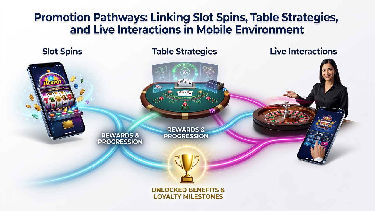 Live dealer mobile screen displaying integrated promotion rewards from slots and table play