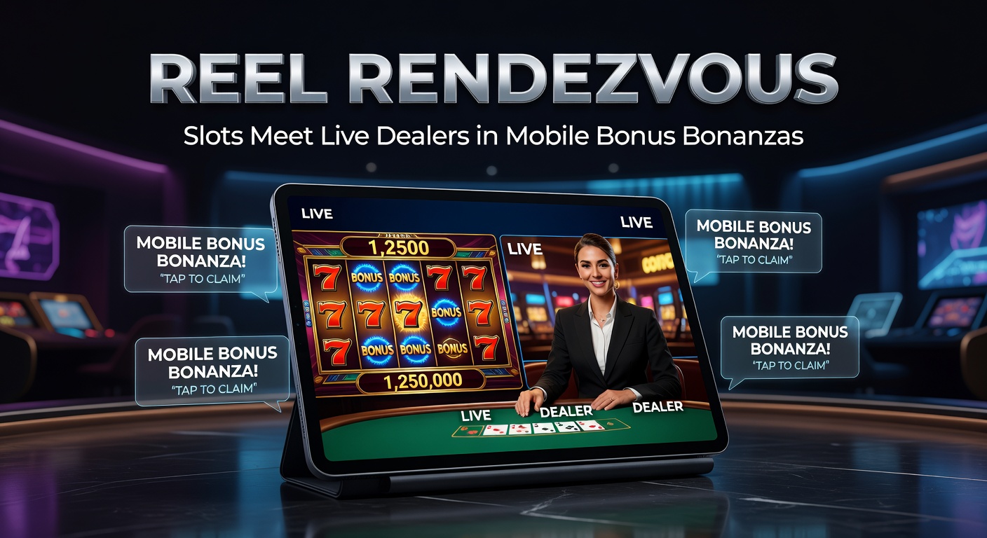 Vibrant mobile screen showing slot reels transitioning seamlessly into a live dealer blackjack table with cascading bonus multipliers