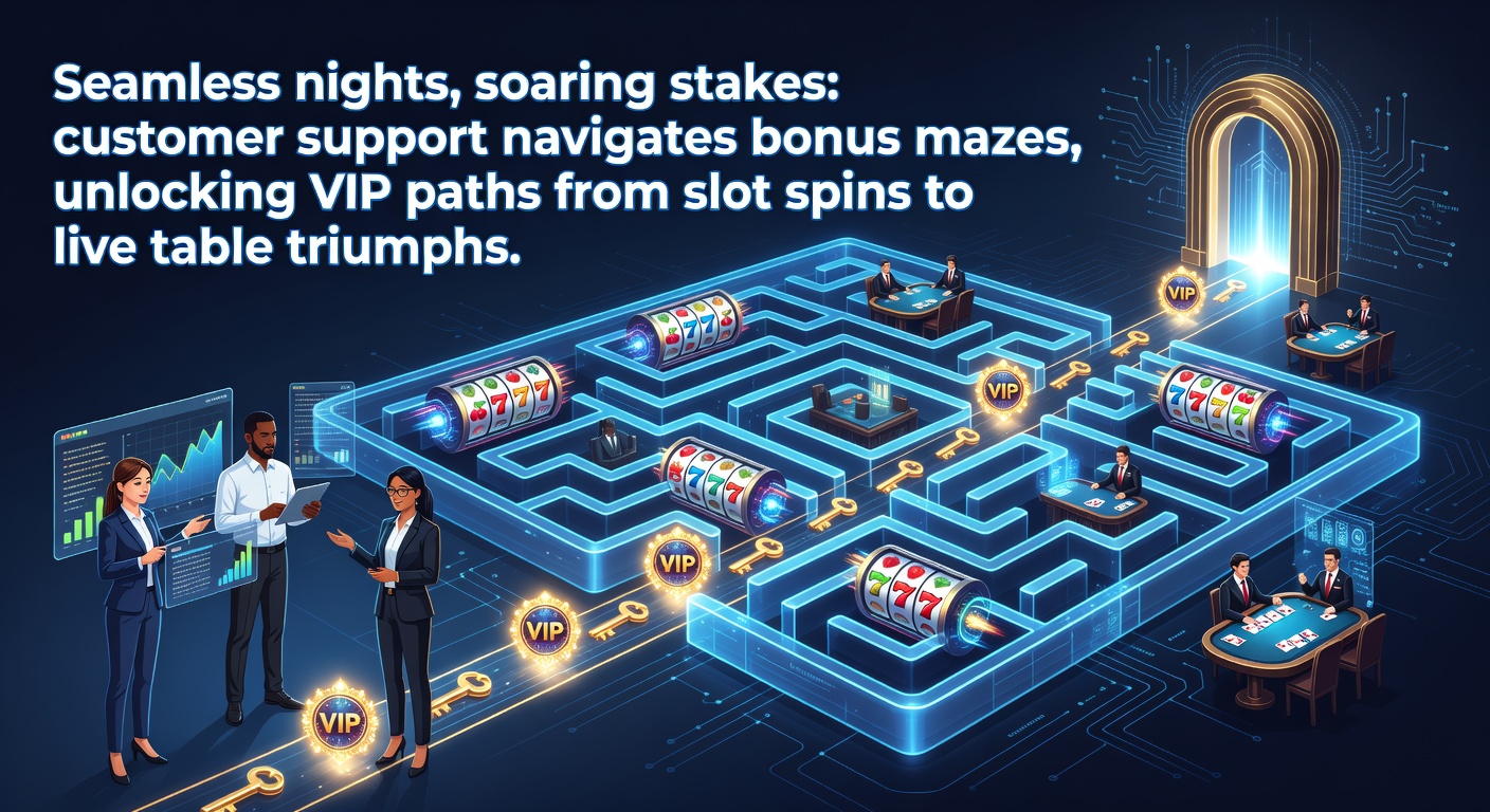 Customer support agent assisting a player through bonus features on a vibrant casino interface, highlighting chat windows and VIP progression charts