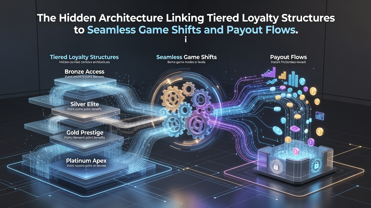 Flow diagram illustrating connections between loyalty tiers, game servers, and automated payout processing in a mobile environment