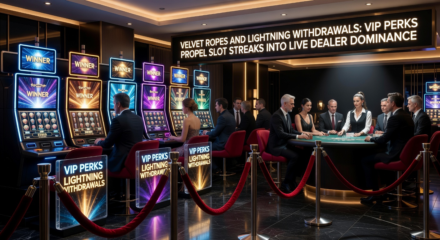 VIP players accessing exclusive live dealer tables with velvet rope imagery and fast withdrawal icons