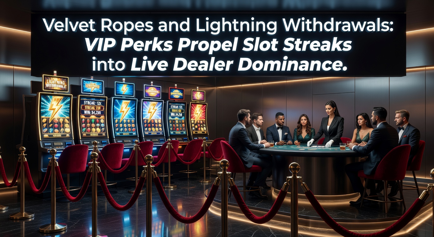 Dynamic graphic of lightning bolt withdrawals alongside slot reels transitioning to live dealer cards and chips